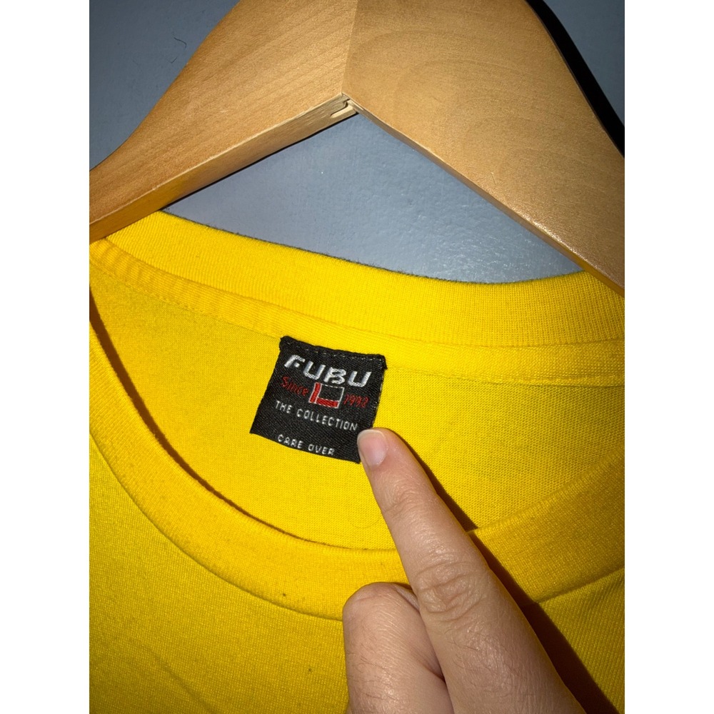 FUBU New York Graphic T-Shirt Mens Yellow Camo Logo Short Sleeve Cotton Tee - Picture 5 of 6